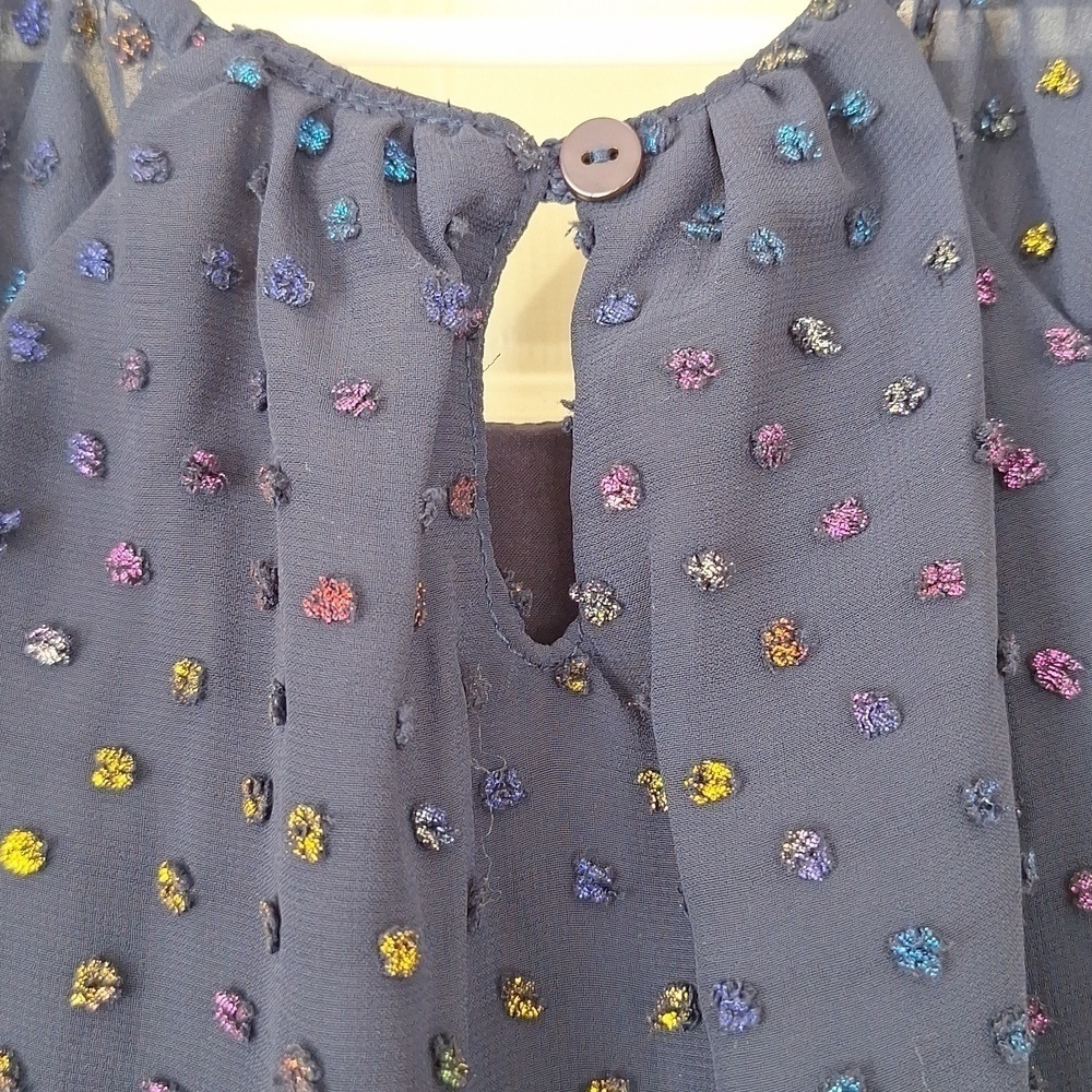 NWOT 3Pommes Girls Navy Robe A Manches Short Sleeve Dress - Picture 7 of 15
